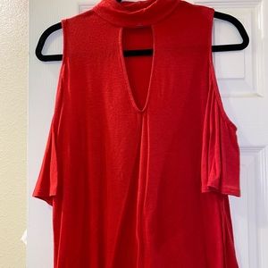 red Express high neck shoulder cut-out blouse. size small.